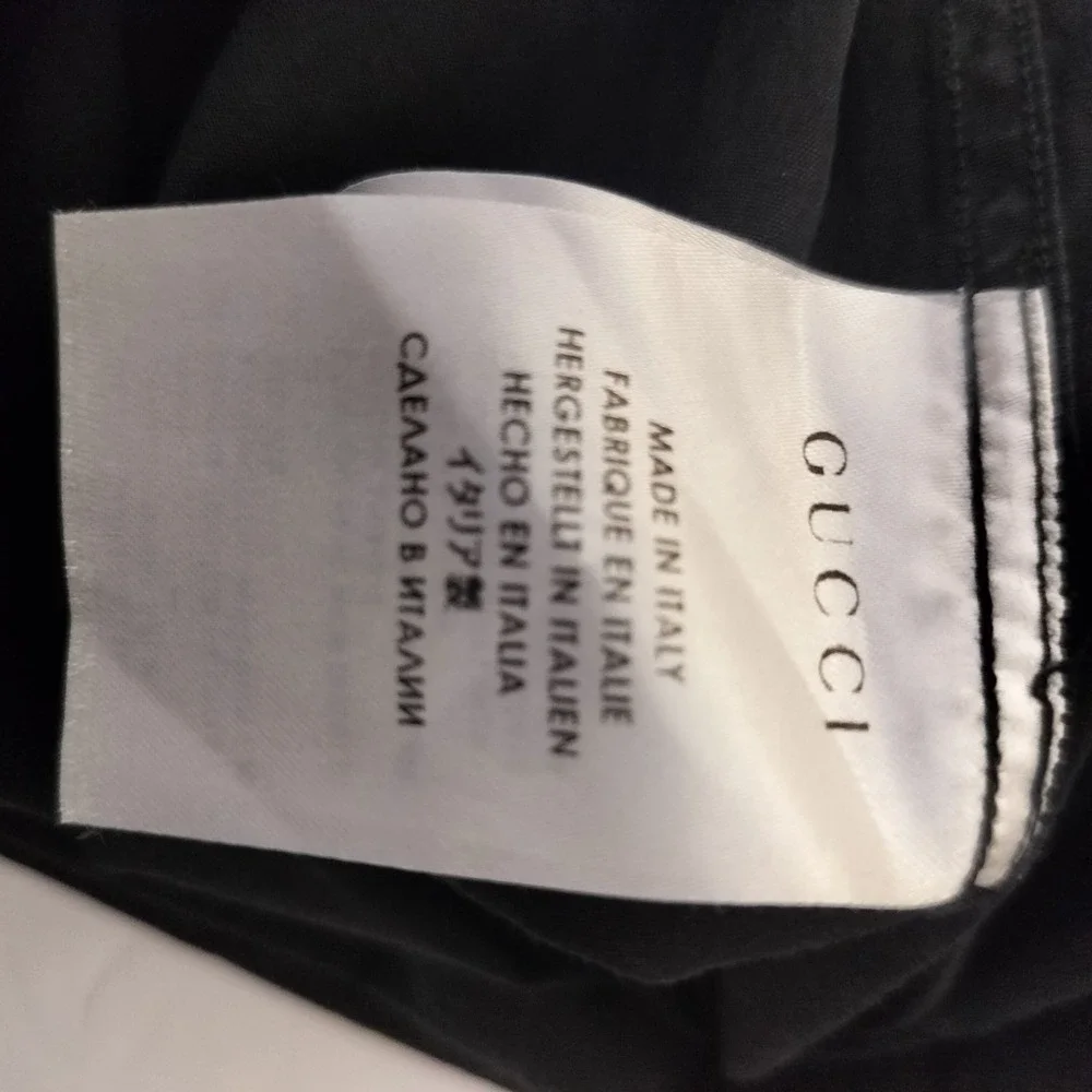 Gucci Mens Skinny Fit Button Down Shirt Black Web Stripe Pocket Size 42 16.5